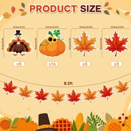 OHOME Thanksgiving Decorations - 40 Pack Thanksgiving Garland | Thanksgiving Decorations Indoor Outdoor,Friendsgiving Backdrop - Thanksgiving Banner | Thanksgiving Wreaths for Front Door Centerpiece