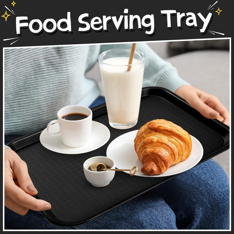 Menkxi 24 Pcs Plastic Fast Food Tray Bulk Restaurant Serving