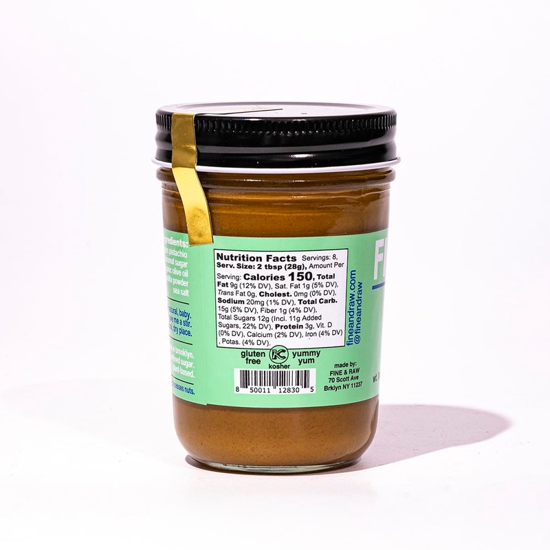 Fine & Raw Sweet Pistachio Spread, Vegan Pistachio Butter, Organic