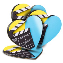 Destination Vinyl ltd Great Coasters (Set of 4) Heart - Cinema Clapperboard Movie Film Drink Glossy Coasters/Tabletop Protection for Any Table Type #44612