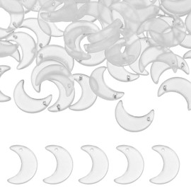 sourcing map 100 Pcs Crystal Charm, Glass Moon Crystal Beads Tiny Hanging Moon Pendant with Gold Foil for Jewelry Making Bracelet Necklace Earring DIY Craft, Matte White