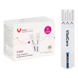 50 Tiras Reactivas Para Medidor De Glucosa Vitalcare 310 Color Blanco