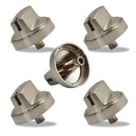 HLZDS WB03X29300 Gas Stove Knobs, 5 Pack Silver Cooktop Knobs, Compatible with GE JGP3030SL1SS JGP3030SL2SS JGP3036SL1SS JGP3036SL2SS JGP3036SL3SS JGP3530SL1SS, Replace KIP 5T06 191D8446