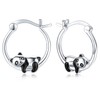 Panda Huggie Hoop Earrings 925 Sterling Silver Hypoallergenic Small Huggie