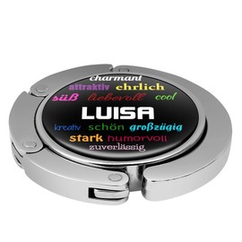 Taschenhalter Positive Eigenschaften Personalisiert mit Namen Luisa printplanet Chrom