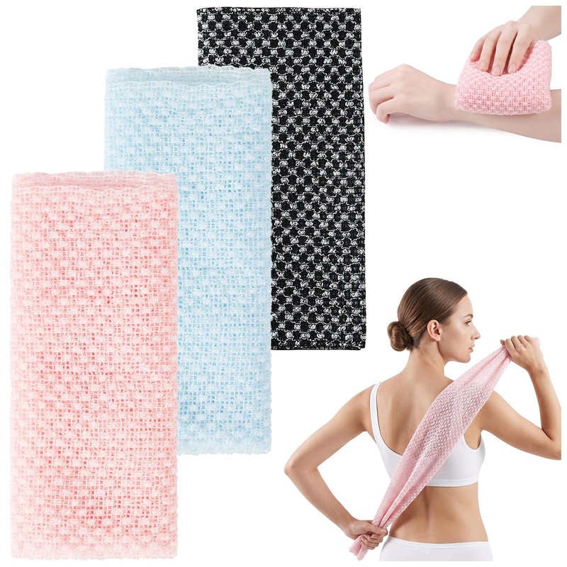 NEARPOW 3 Piezas Toalla Japonesa Exfoliante Zacate para Cuerpo Esponja