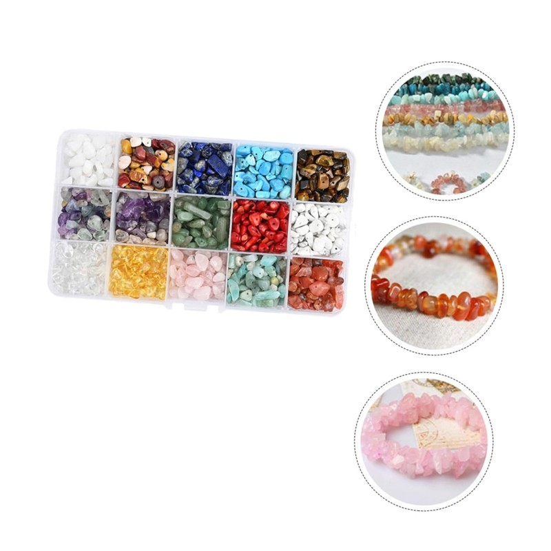 LALAFINA 15-Grid DIY Jewelry Supplies Kit Boxed Stone Beads Necklace