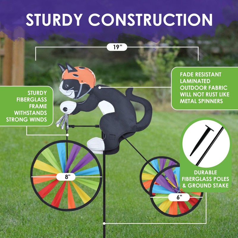 Tricycle Spinner Tuxedo Cat 19" – Elegant Feline Design, Weather-Resistant