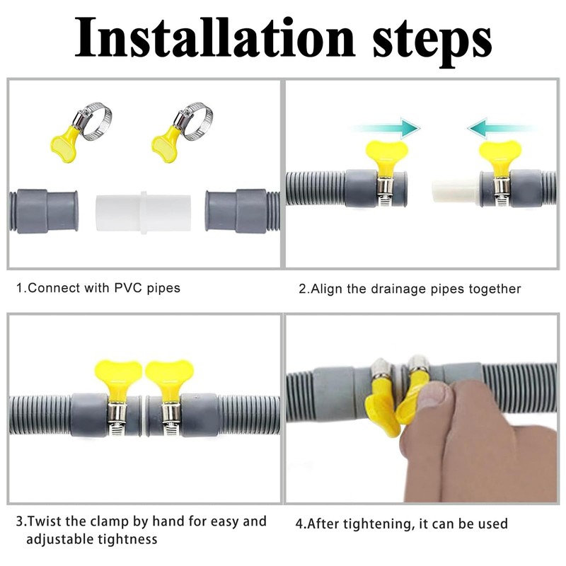 1M Washing Machine Waste Pipe Extension Adapter Kit, Dishwasher Hose