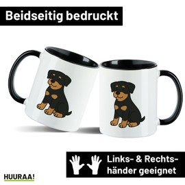 Huuraa Kaffeetasse Rottweiler Rotti Comic Geschenk 330ml Schwarz Rottweiler Präsent