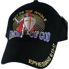 Put on the Whole Armor of God Embroidered Baseball Cap, Black, Adjustable