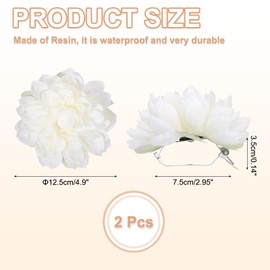 PATIKIL Lotus Flower Curtain Tiebacks, 2 Pcs Artificial Floral Curtain Tie Clips, Modern Curtain Holder Buckles, Window Drapery Decorative Clips for Home, Room, Office, White