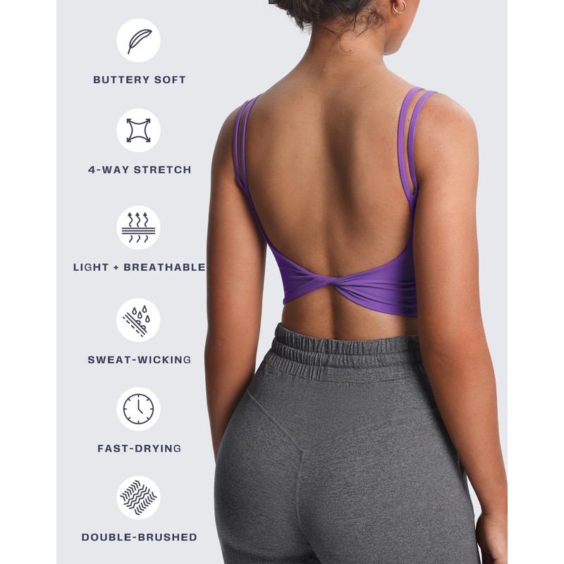 Aoxjox - Brasier deportivo para mujer, sin espalda, acolchado, sin