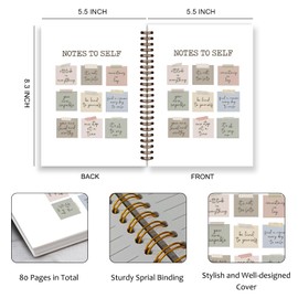 TFKFJLF Inspirational Mental Health Spiral Notebook Journal for Women, Self Love Therapy Journal, Cute Journals For Women, Girly School Office Supplies, Back to School Supplies For Girls 5.5x8.3