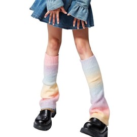 Sup-Coente Y2k Cute Leg Warmers for Women Knitted Alt Goth Long Japanese Cutecore Punk Stretchy Knit Gothic Warm Colorful Steampunk Dance Scenecore Rainbow Legwarmers, Multicolor