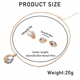 FDEETY Jewellery Set Women's Crystal Peacock Jewellery Bridal Wedding Set Wedding Jewellery Bridal Rhinestone Crystal Necklace Pendant Earring Set, Alloy Steel