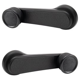 TRQ Metal Reinforced Front Window Crank Handle Set Black Driver & Passenger Side Compatible with 1986-1994 Nissan D21 1995-1997 Pickup