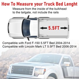 RADHLBNIU Soft Roll-Up Tonneau Cover Compatible with Ford F150 2004-2014 Lincoln Mark LT 2006-2014, Styleside 5.5FT Truck Bed Cover