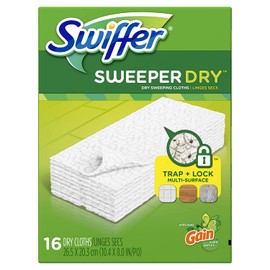 Swiffer Sweeper Dry Sweeping Pad Multi Surface Refills for Dusters Floor Mop, Gain, 16 Count (Packaging May Vary)