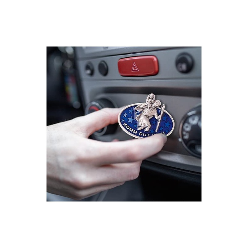 oval St Christopher Autoplakette 4.5 CM Blue
