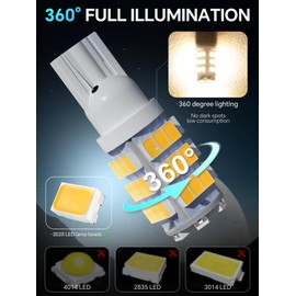 JEFLYM 30 Pcs C921 921 912 LED RV Bulbs,Super Bright Warm White T10 194 168 175 3020 42-SMD 12VDC Recreational RV Camper Trunk Interior Fifth Wheel Outdoor Replacement bulb