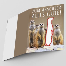 A4 XXL Farewell Card Meerkman Away with Envelope - Folding Card for Colleagues for Retirement Pension Maternity Protection Job Change Retirement Card from BREITENWERK