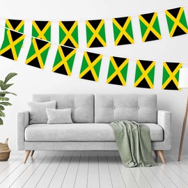 UD_G128 Jamaica 8.2 X 5.5 Inch Bunting Banner Flag 150D Polyester Printed Full String 33 Feet for School Festival Celebration