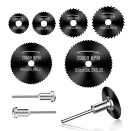 FiLwW Drill Saw Blades for Dremel Rotary Tool 6Pcs Black Manganese Steel Saw Disc Wheel Cutting Blades with 1/8" Round Shank and 1/4" Round Shank for Wood Plastic Aluminum Cutting