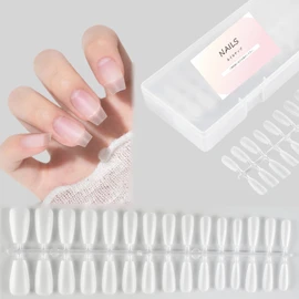 Nail Tip, Ultra Thin, Natural Fit, Clear [Set of 300], Double-Sided Sanding, For Nail DIY, Practice, Commercial Use, For Small Nails, Girls, Children, Storage Case (A, Ballerina, S, Short)