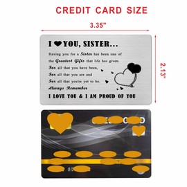 Richesele Sister Gifts from Sister - Sister Gifts from Brother - I Love You Sister Wallet Card - Sister Mothers Day Gifts from Sister Brother