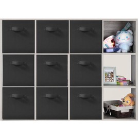 STORAGEIDEAS 11x11 Inch Storage Bins Cubes, Fabric Foldable Storage Box, Collapsible Closet Organizer for Clothes, Blankets, Office, Bedroom, Living Room, Shelf Cabinet, Bookcase, Black, 9 Pack