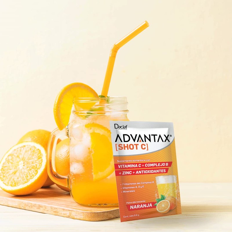 ADVANTAX SHOT C Vitaminas Complejo B Antioxidantes Zinc Sabor Naranja