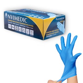 NVIMEDIC Nitrile Examination Gloves Powder- free Strong & Safe Box of 100 (Small)