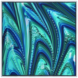 Empire Art Direct "Ocean Waves I Crystallus Epoxy Coated Wrapped Framed Glossy Blue Canvas Wall Art, Ready to Hang, Living Room, Bedroom & Office, 24"x24"x1.5"