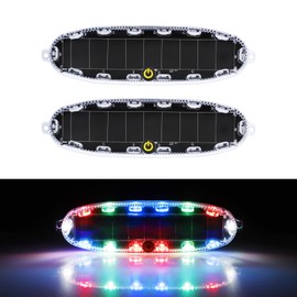 LECART Solar Strobe Lights Colorful Led Warning Light Automotive Interior Flash Anti Collision Light for Car Truck Motorcycle 2 Pack