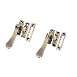 Infinity Decor Victorian Pack of 2 Antique Brass Casement Fastener Window Latch – Spoon Handle Catch Ideal for Casement Windows