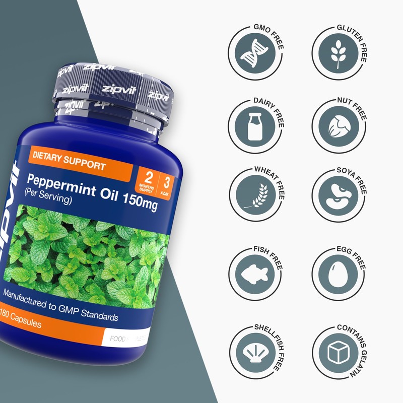 Zipvit Peppermint Oil Capsules 150mg, 180 Peppermint Capsules