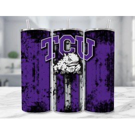 TCU Horned Frogs College Football  Stainless Steel Tumbler  20 Oz Grunge