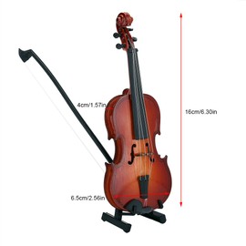 Samfox Violin Miniature- Wooden Mini Violin Model Simulation Violin Musical Instrument Model with Bow for Home Office Decor