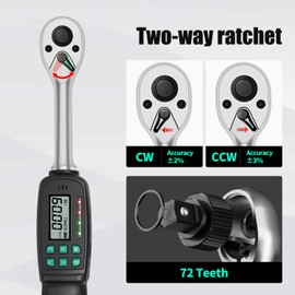 XLIT 3/8” Digital Torque Wrench, ±2% Accuracy (2.2-44 ft-lb), Real-Time Buzzer & LED Alerts, 4 Universal Units, Industrial CR-V Steel, Calibration Report & Protective Case - Car, Motor, Bike Repair