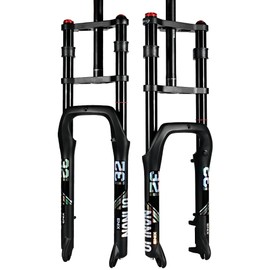 NANLIO E-Bike Bike Air Supension Fork Double Shoulder Snow Front Fork 20 * 4.0inch / 26 * 4.0 inch MTB Fork 135x9mm Travel Air Fork (135x9MM 26x4.0)