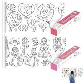 Rollo de papel de dibujo para niños, 2 rollos de papel de dibujo calcomanía de 300 x 30 cm para niños, rollo de papel de colorear para pintar y pintar de color, papel de arte para manualidades de colorear para fiestas de cumpleaños de niños (linda prince