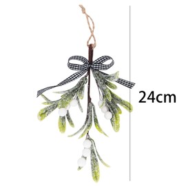 Kunjocy Pack of 4 Artificial Mistletoe Picks, Fake Mistletoe Branches with Berries and Ribbon Faux Mistletoe Hanging Ornament Christmas Tree Ornaments for wreaths garlands Windows Party Decor