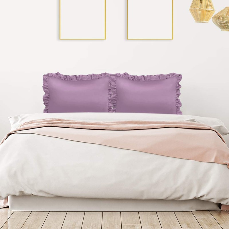 sourcing map Luxury Satin Oxford Pillowcases, Pair of 2 Mauve