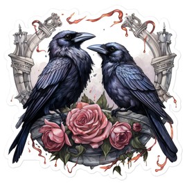 Hugin and Munin Odins Ravens Viking Sticker Car Sticker for Motorcycle, Notebook, Skateboard, Scooter, Helmet, Fridge, Luggage or Car Sticker (7.5 x 7.5 cm)