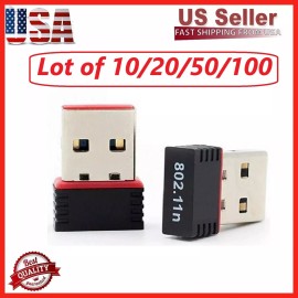 Unbranded LOT x Realtek RTL8188 USB WiFi 802.11B/G/N Adapter Mini Wireless Network Dongle - 100 Packs