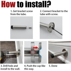 JQK - Tapón de puerta dorado, acero inoxidable 304, grosor de 1 mm, amortiguador de sonido, topes de pared, 2 unidades, punta negra dorada cepillada, DSB5-WG-P2
