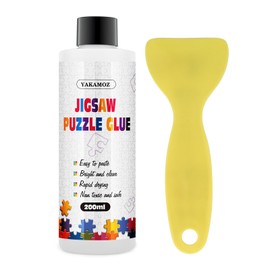 YAKAMOZ Jigsaw Puzzle Glue with Applicator for Adults Clear Water-Soluble Glue, Non-Toxic and Quick Dry for 3000/4500/5000 Pieces of Puzzle,200ML