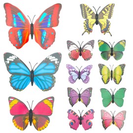 ALLY-MAGIC 12PCS Butterfly Wall Decor, Garden Butterfly Sculpture Ornaments for Indoor Outdoor Garden Yard Sheds Home Walls Fences Decor (3 Size) 7/9/12CM Y5HDQT