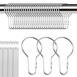 30PCS Shower Curtain Rings, Hanging Shower Clips, Stainless Steel Metal Rust Proof Decorative Hooks Loop for Bedroom Bathroom Kitchen Curtain Rods